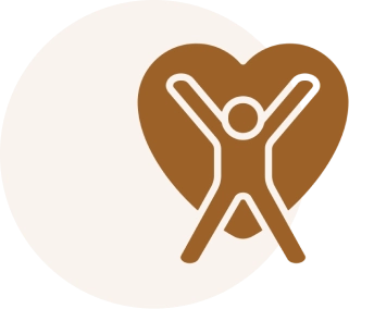 Person icon with heart and circle background.